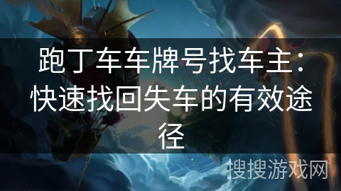 跑丁车车牌号找车主：快速找回失车的有效途径