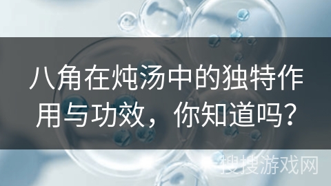 八角在炖汤中的独特作用与功效，你知道吗？