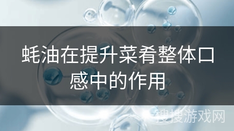 蚝油在提升菜肴整体口感中的作用