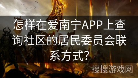 怎样在爱南宁APP上查询社区的居民委员会联系方式？