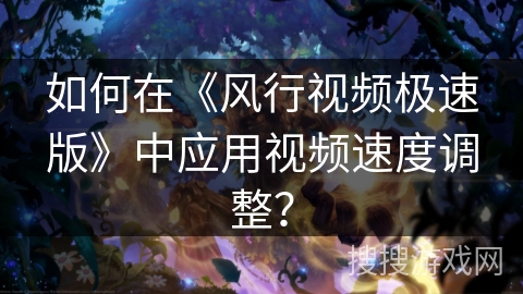 如何在《风行视频极速版》中应用视频速度调整？