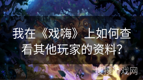 我在《戏嗨》上如何查看其他玩家的资料? 我在《戏嗨》上如何查看其他玩家的资料?