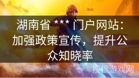 湖南省 *** 门户网站：加强政策宣传，提升公众知晓率