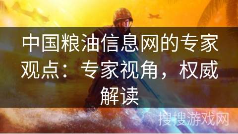 中国粮油信息网的专家观点：专家视角，权威解读