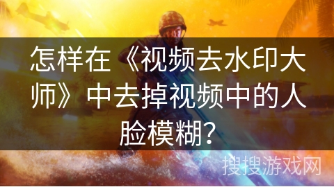 怎样在《视频去水印大师》中去掉视频中的人脸模糊？