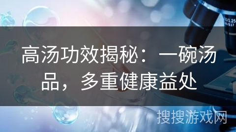 高汤功效揭秘：一碗汤品，多重健康益处