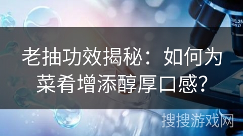 老抽功效揭秘：如何为菜肴增添醇厚口感？
