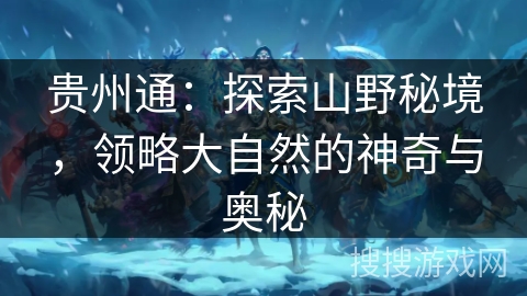 贵州通：探索山野秘境，领略大自然的神奇与奥秘