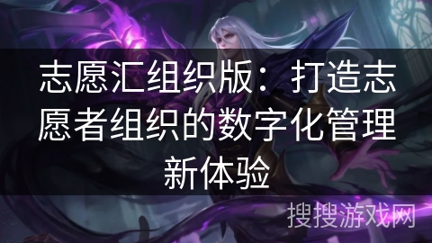 志愿汇组织版：打造志愿者组织的数字化管理新体验