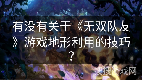 有没有关于《无双队友》游戏地形利用的技巧? 有没有关于《无双队友》游戏地形利用的技巧?