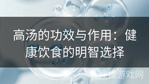 高汤的功效与作用：健康饮食的明智选择