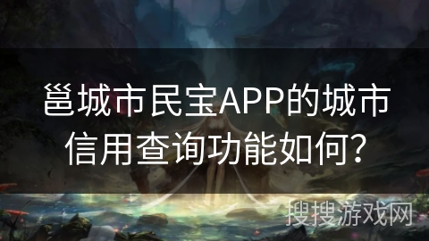 邕城市民宝APP的城市信用查询功能如何？