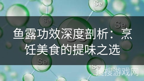 鱼露功效深度剖析：烹饪美食的提味之选