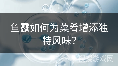 鱼露如何为菜肴增添独特风味？