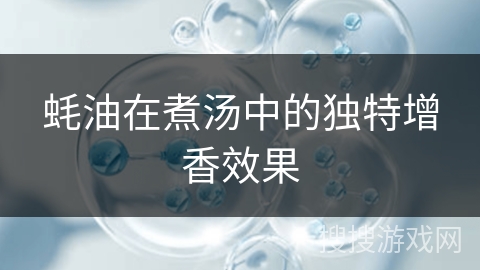 蚝油在煮汤中的独特增香效果
