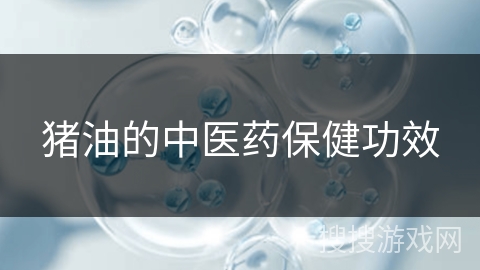 猪油的中医药保健功效