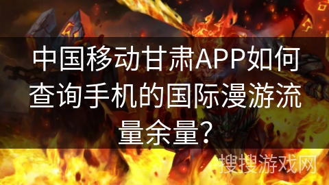 中国移动甘肃APP如何查询手机的国际漫游流量余量？