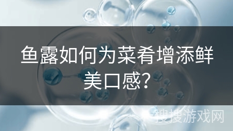 鱼露如何为菜肴增添鲜美口感？