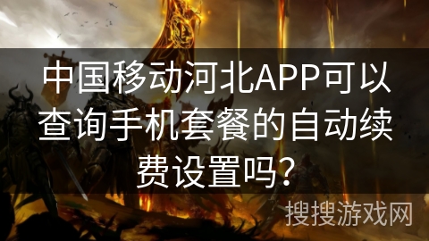 中国移动河北APP可以查询手机套餐的自动续费设置吗？