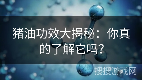 猪油功效大揭秘:你真的了解它吗?