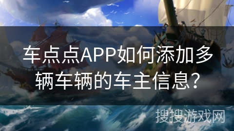 车点点APP如何添加多辆车辆的车主信息? 车点点APP如何添加多辆车辆的车主信息?