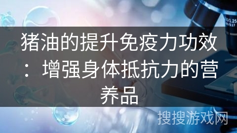 猪油的提升免疫力功效：增强身体抵抗力的营养品