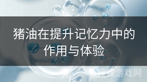 猪油在提升记忆力中的作用与体验
