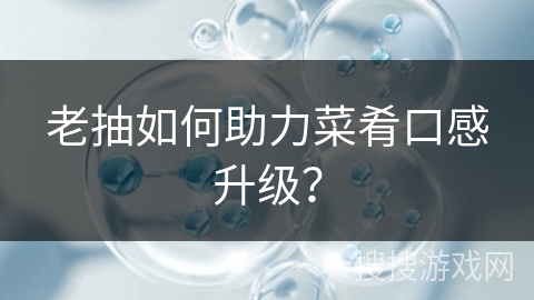 老抽如何助力菜肴口感升级?