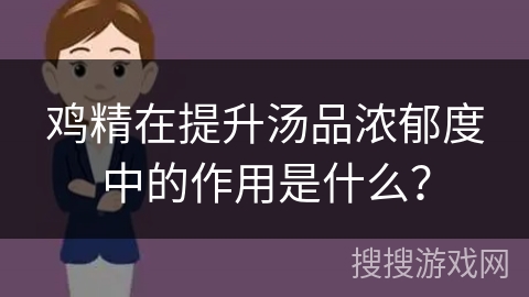鸡精在提升汤品浓郁度中的作用是什么？