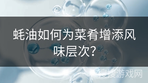 蚝油如何为菜肴增添风味层次？