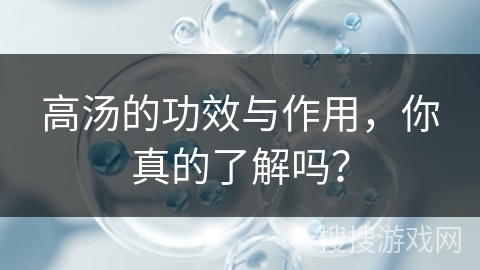 高汤的功效与作用，你真的了解吗？