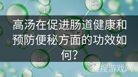 高汤在促进肠道健康和预防便秘方面的功效如何？