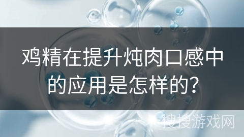 鸡精在提升炖肉口感中的应用是怎样的？
