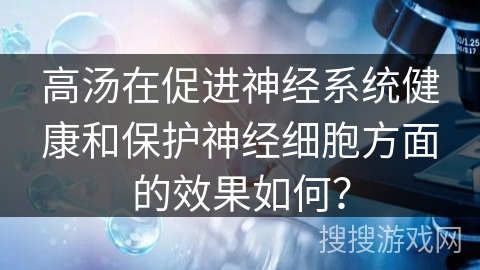 高汤在促进神经系统健康和保护神经细胞方面的效果如何？