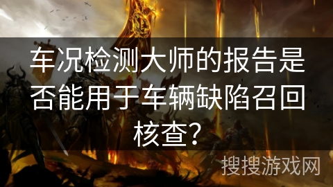 车况检测大师的报告是否能用于车辆缺陷召回核查？
