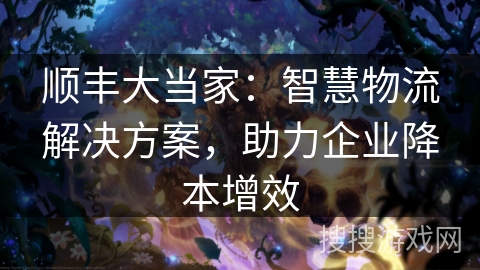 顺丰大当家：智慧物流解决方案，助力企业降本增效