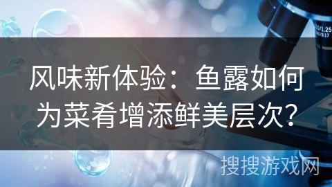风味新体验：鱼露如何为菜肴增添鲜美层次？