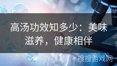 高汤功效知多少：美味滋养，健康相伴