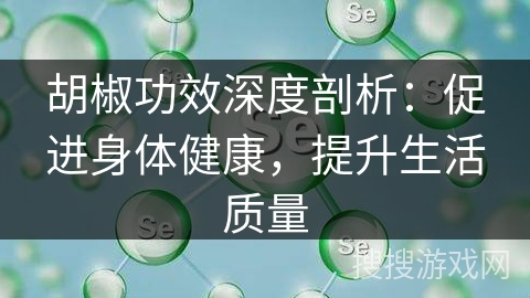 胡椒功效深度剖析：促进身体健康，提升生活质量