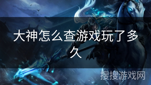 大神怎么查游戏玩了多久