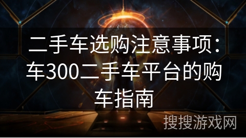 二手车选购注意事项：车300二手车平台的购车指南