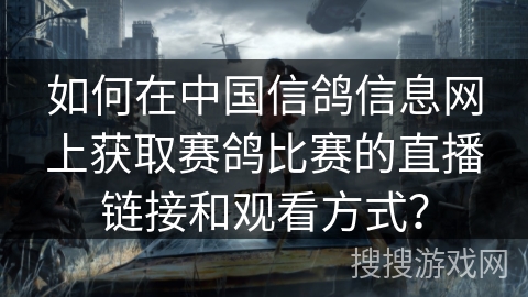 如何在中国信鸽信息网上获取赛鸽比赛的直播链接和观看方式? 如何在中国信鸽信息网上获取赛鸽比赛的直播链接和观看方式?