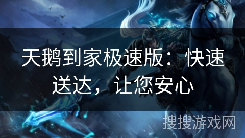 天鹅到家极速版：快速送达，让您安心