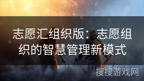 志愿汇组织版:志愿组织的智慧管理新模式 志愿汇组织版:志愿组织的智慧管理新模式