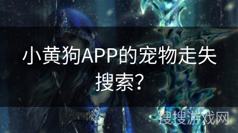 小黄狗APP的宠物走失搜索？