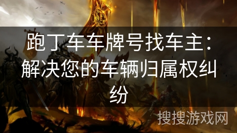 跑丁车车牌号找车主：解决您的车辆归属权纠纷