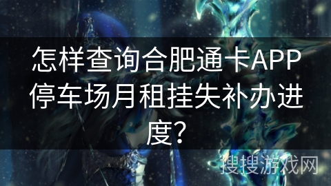 怎样查询合肥通卡APP停车场月租挂失补办进度? 怎样查询合肥通卡APP停车场月租挂失补办进度?