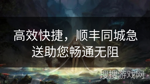 高效快捷,顺丰同城急送助您畅通无阻 高效快捷,顺丰同城急送助您畅通无阻