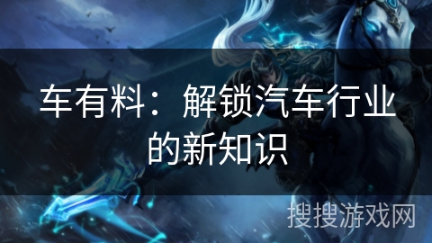 车有料：解锁汽车行业的新知识