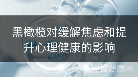 黑橄榄对缓解焦虑和提升心理健康的影响